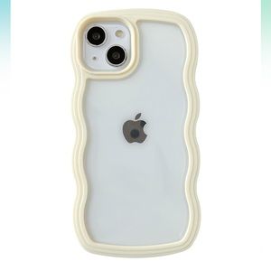 iPhone 15 Plus silicone wavy frame phone case (yellow)